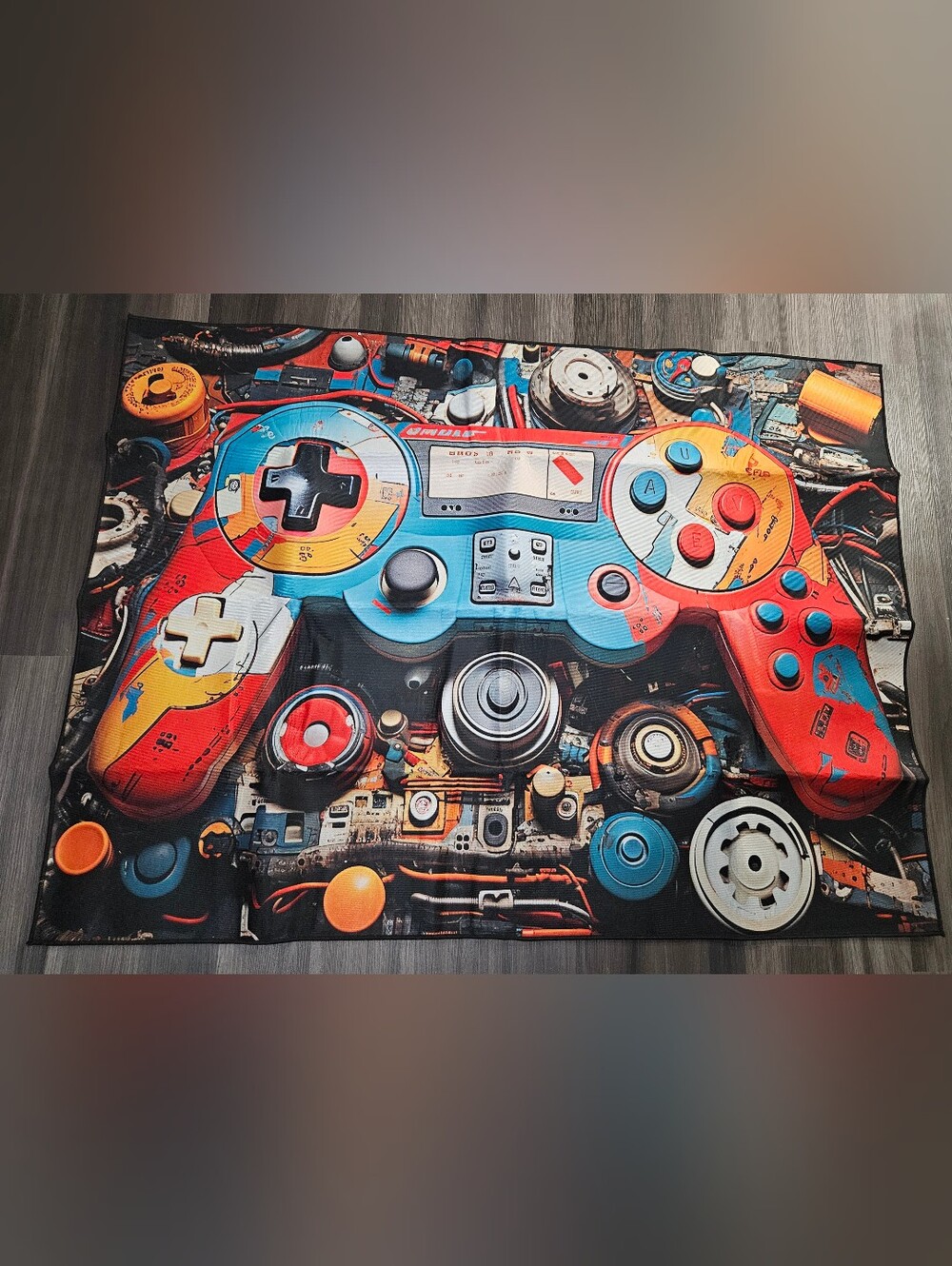 Colorful Gaming Controller Print - Blue & Red Game Area Rugs 63" x 47" New